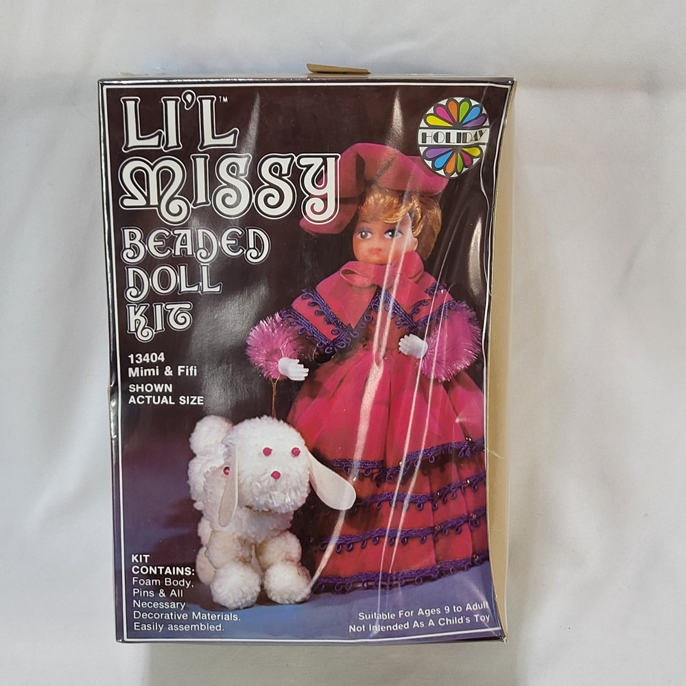 VTG Li'l Missy Beaded Doll Kit Mimi & Fifi Poodle 13404 Holiday Industry Sealed